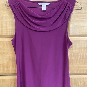 Banana Republic Purple Flower Sleeveless Drape Neck Top XS